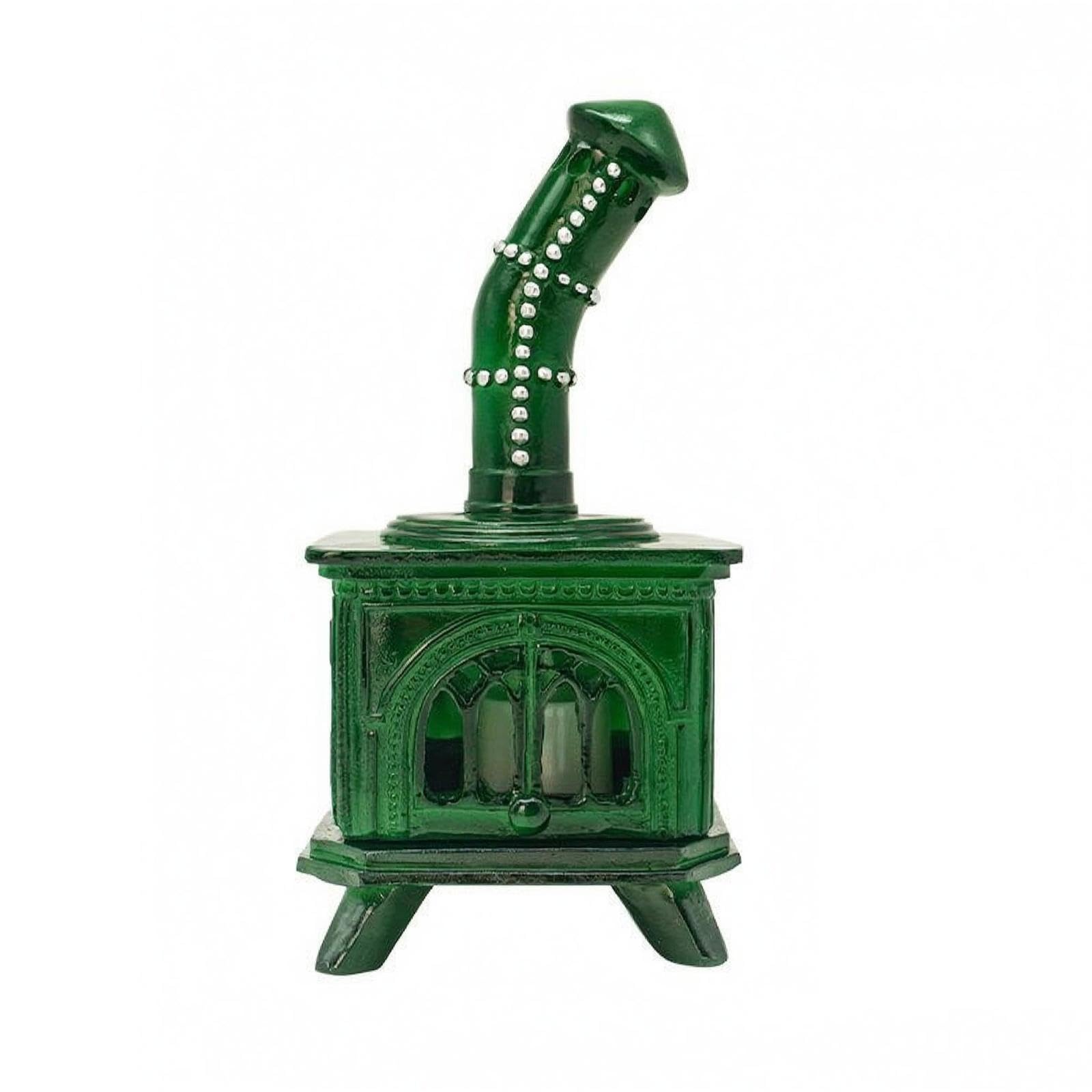 Porta Candele Supporto Ornamento Resina Stufa Vecchio Stile con Candela LED Tremolante Senza Fiamme Perfetto per Decorazione Invernale