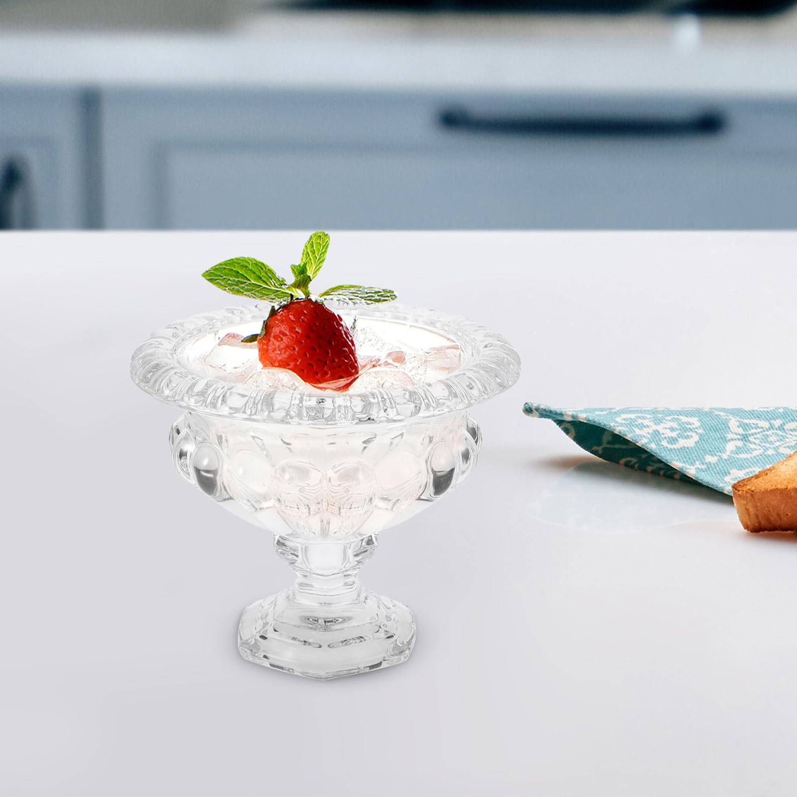 Coppe Gelato Vetro Piede, Trasparenti, Stile Europeo | Atmosfera Estiva, Bicchiere da Gelato per Dessert, Mostra Strati e Bevande Fredde