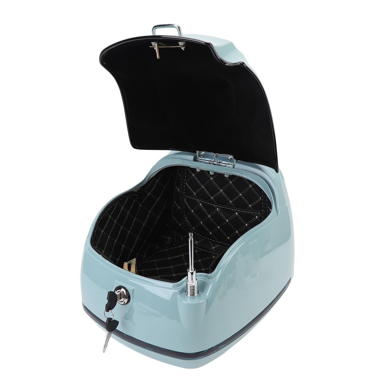 Pongnas Top Case Moto Rétro 38L pour Scooters et Motos Électriques Boîte de Rangement Arrière Facile Cyan Compatible avec Valise Transport Supérieure