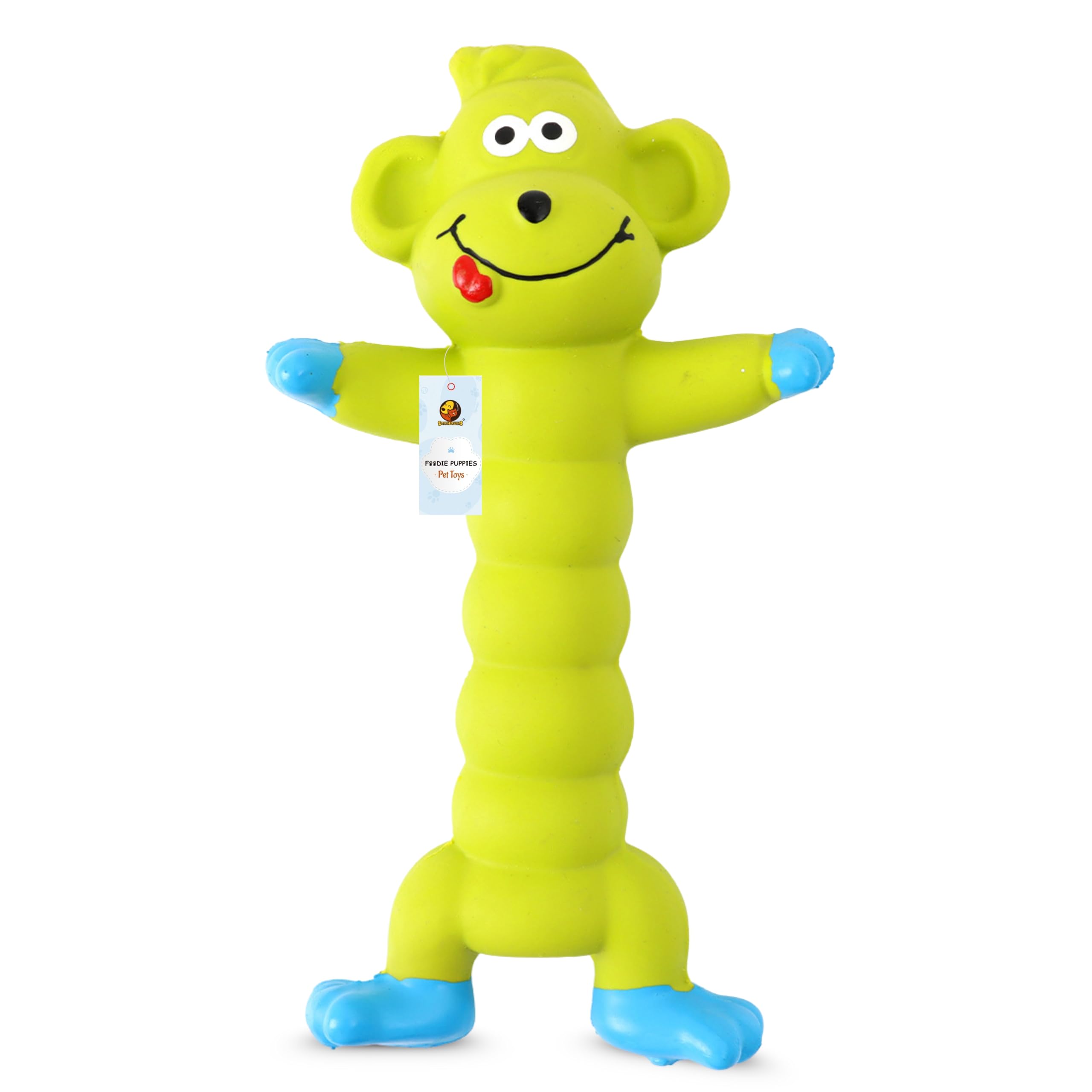 Foodie Puppies Interactive Latex Squeaky Chew Dog Toy - (Green Monkey, 20cm) | Small to Medium Dogs & Puppies | Durable, Rubber, Non-Toxic, Animal Design Playing & Fetching Pet Toy | Reduce Anxiety-image-23