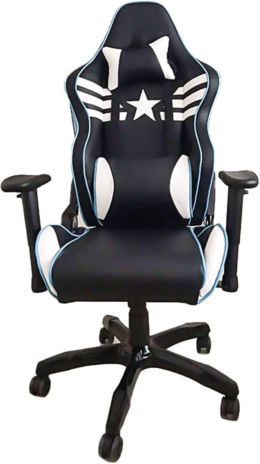 Game Chair Racing Game Chair Lifting Armrest Adjustable Backrest Game Chair Racing Office Ergonomic Computer Adjustable Swivel Chair Black Leather Full Back