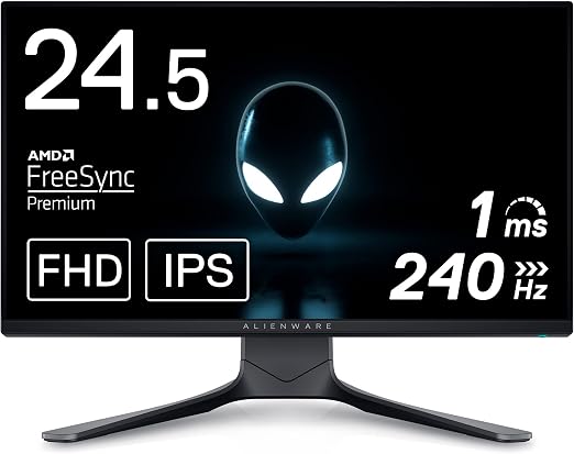 Dell ALIENWARE AW2521HF 24.5インチ ゲーミングモニター (3年間無輝点交換保証/FPS向き/フルHD/IPS非光沢/DP・HDMIx2/縦横回転・高さ調整/1ms/240Hz/NVIDIA G-SYNC Compatible/AMD FreeSync Premium)