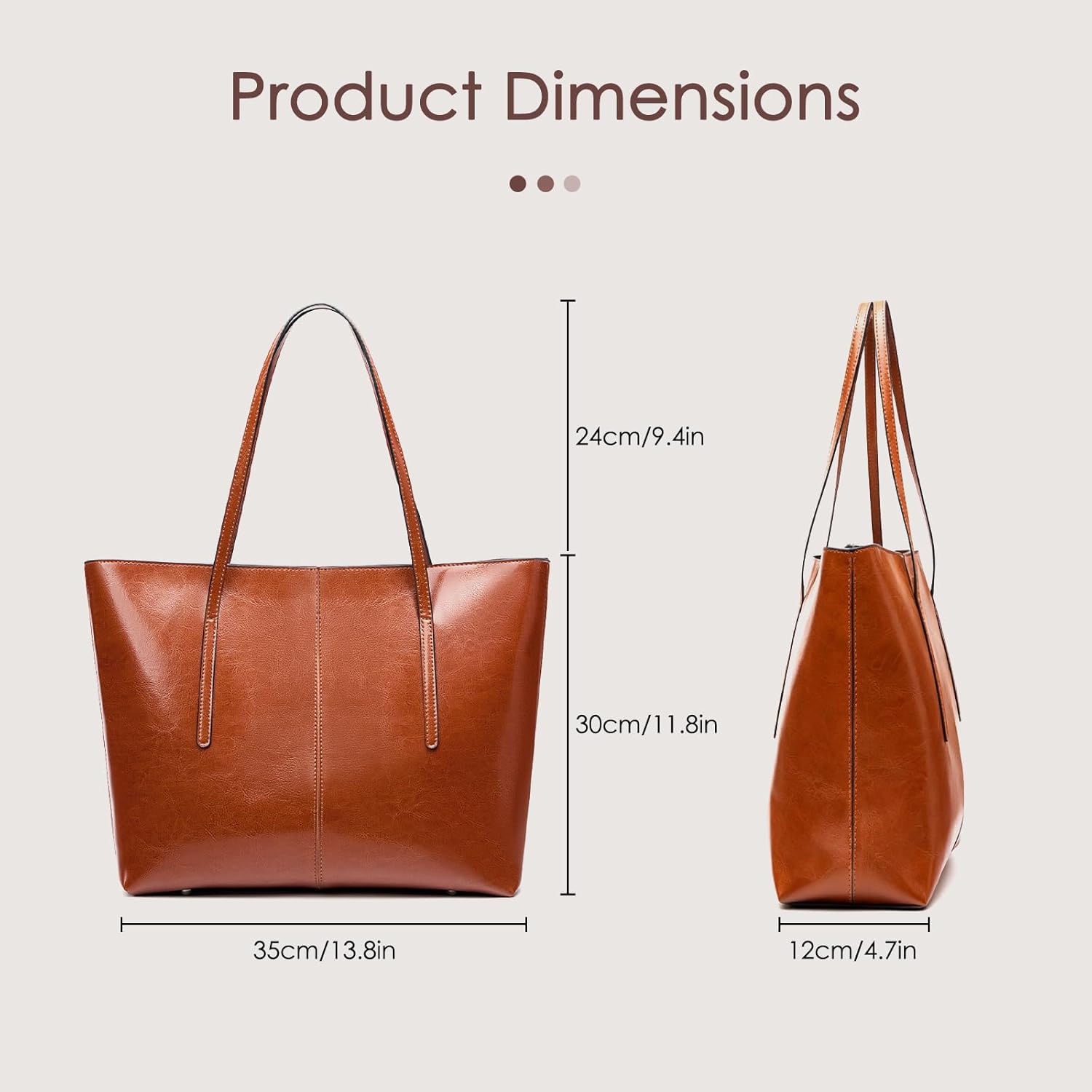 Genuine Leather Tote Bags, Shoulder Bag for Women, Top Handle Handbag Large Capacity, Work Tote Purse - Image 6
