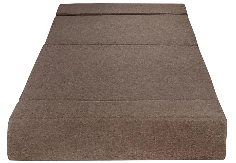 Image of Foldable One Seater Sofa Cum Bed, Sofa Bed 3 X 6 Feet, Velvet Fabric- Washable Cover- Including 1 Cushion Perfect for Home & Office for Guest (Brown)