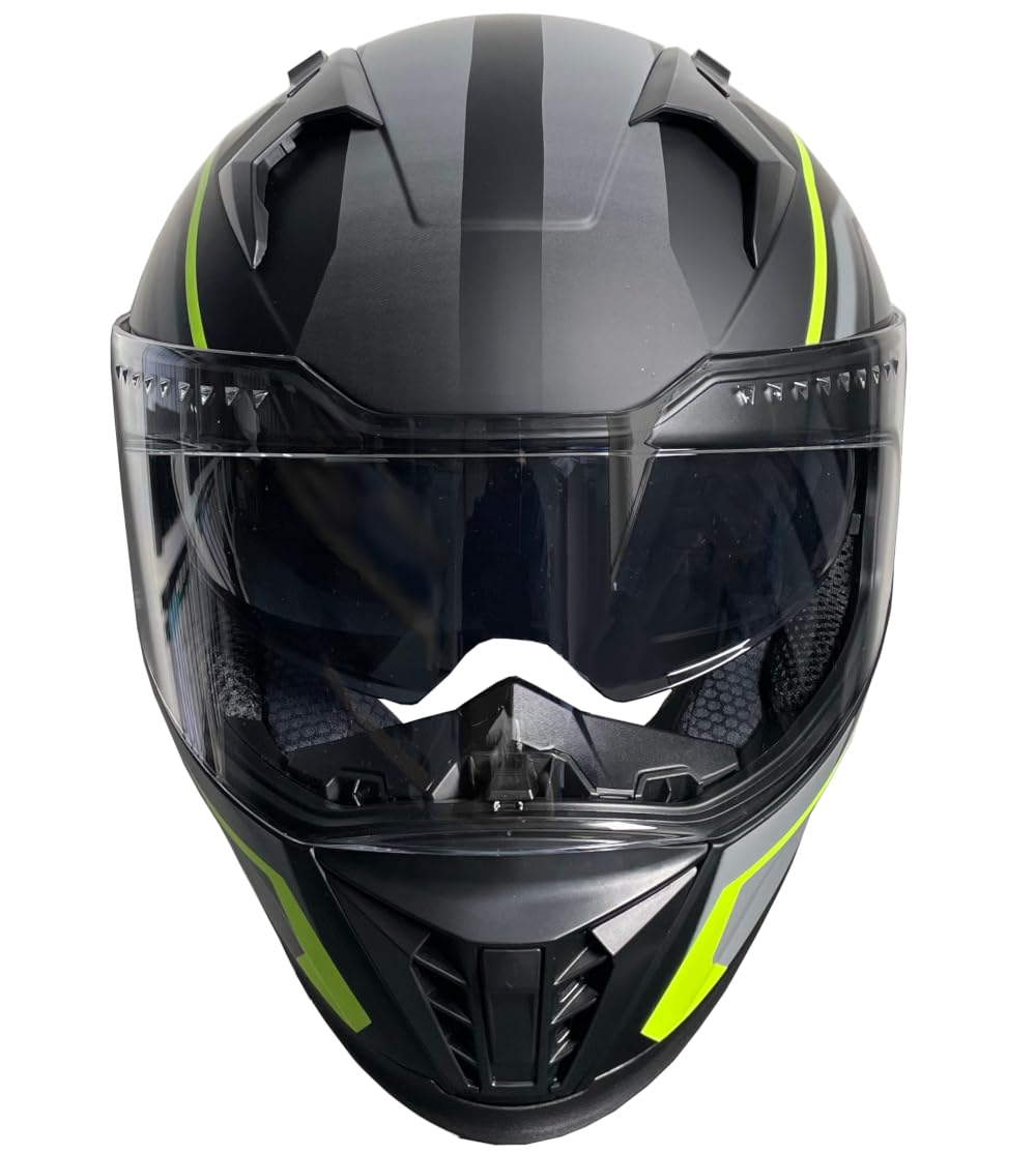 Integralhelm Helm Motorradhelm RALLOX 69-G neon schwarz matt mit Sonnenvisier Größe S M L XL