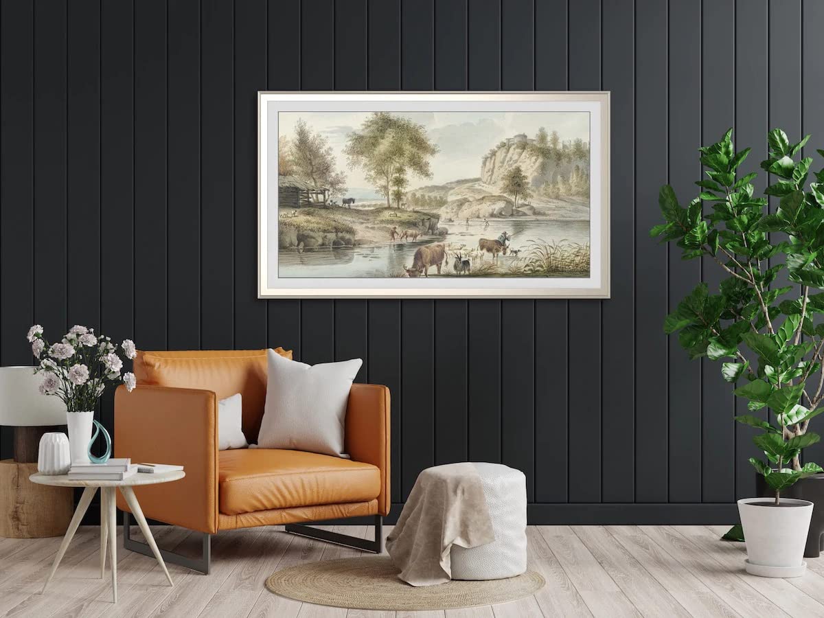 Frame My TV Deco TV Frames Alloy Scoop - German Silver Bezel Compatible ONLY with Samsung The Frame TV and Pro (55