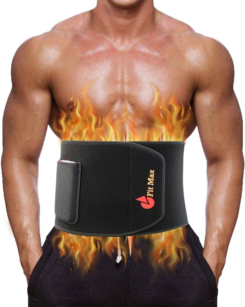 Waist Slimming Sweat Belt - Sauna Adjustable Lumbar Back Support, Waist Trainer, Tummy Trimmer, Abs Toner, Belly Band - Black