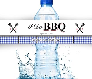 100 I Do BBQ Blue Gingham Wedding Celebration LABELS PER ORDER - Custom Wedding/Party/Anniversary/I DO BBQ/Company Logo Brand WATER BOTTLE LABELS