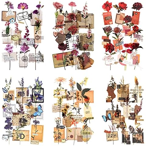 180 Sheets Flower Sticker Scrapbook Sticker Decorative Planner Sticker Assorted Floral Sticker Journal Sticker for Scrapbooking Card Making Diary Photo Album Handcrafts (Angus) Cover