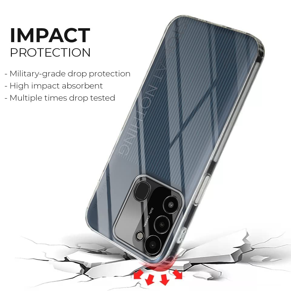Image of Jkobi Silicone Back Cover Case for Tecno Spark 9 (Clear Shockproof Case with Camera Protection | Soft and Flexible | Transparent)