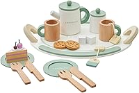 Vista 11 de Teamson Kids Little Chef Frankfurt - Juego de 21 alimentos de madera con frutas y verduras y bolsa de malla para comestibles, multicolor, verde
