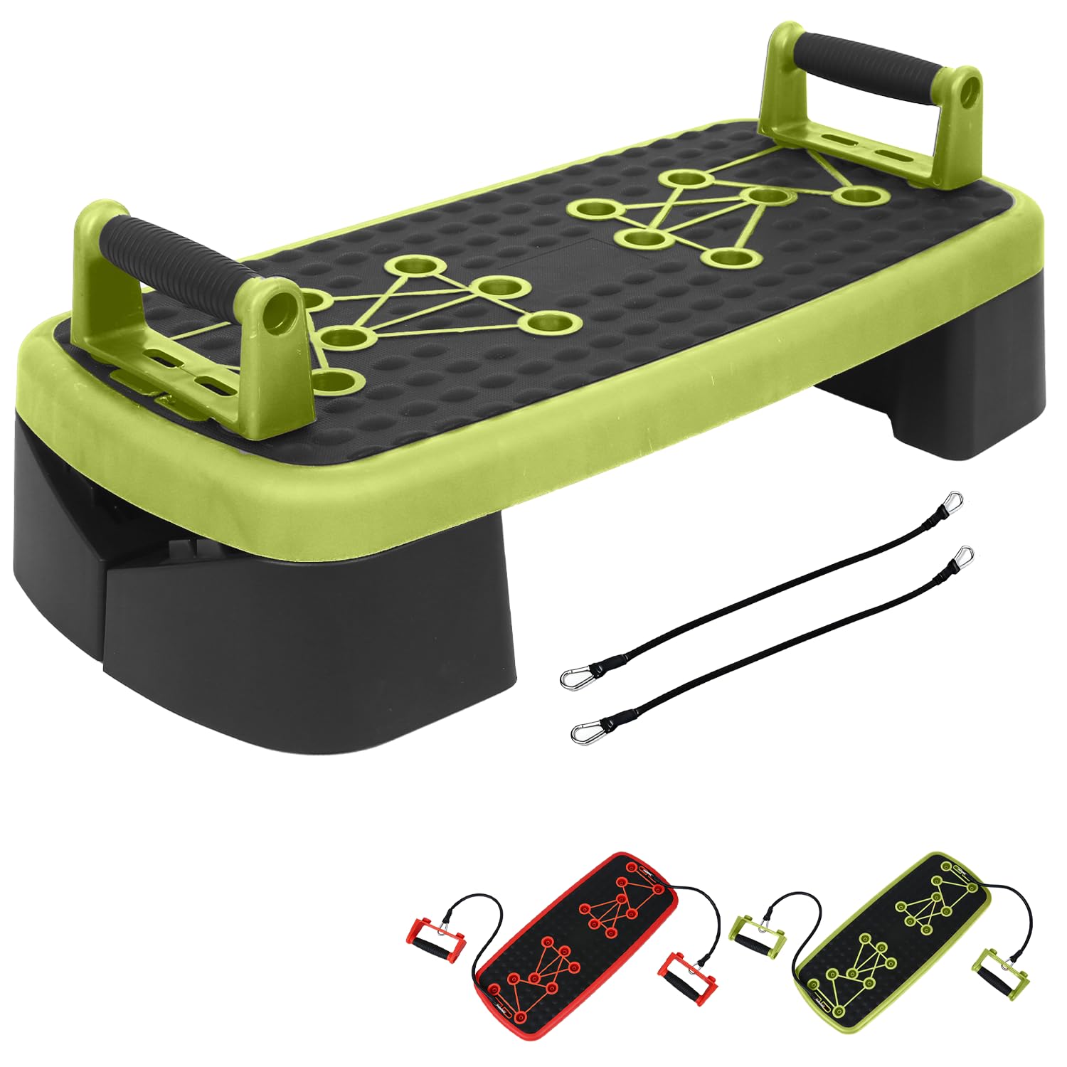 XN8 Aerobic Stepper - Multi-Function Push-Up Board - Non-Slip Step Platform with Resistance Bands & Handles for Cardio, Full Body, Home Gym Workouts, Men & Women Strength Training