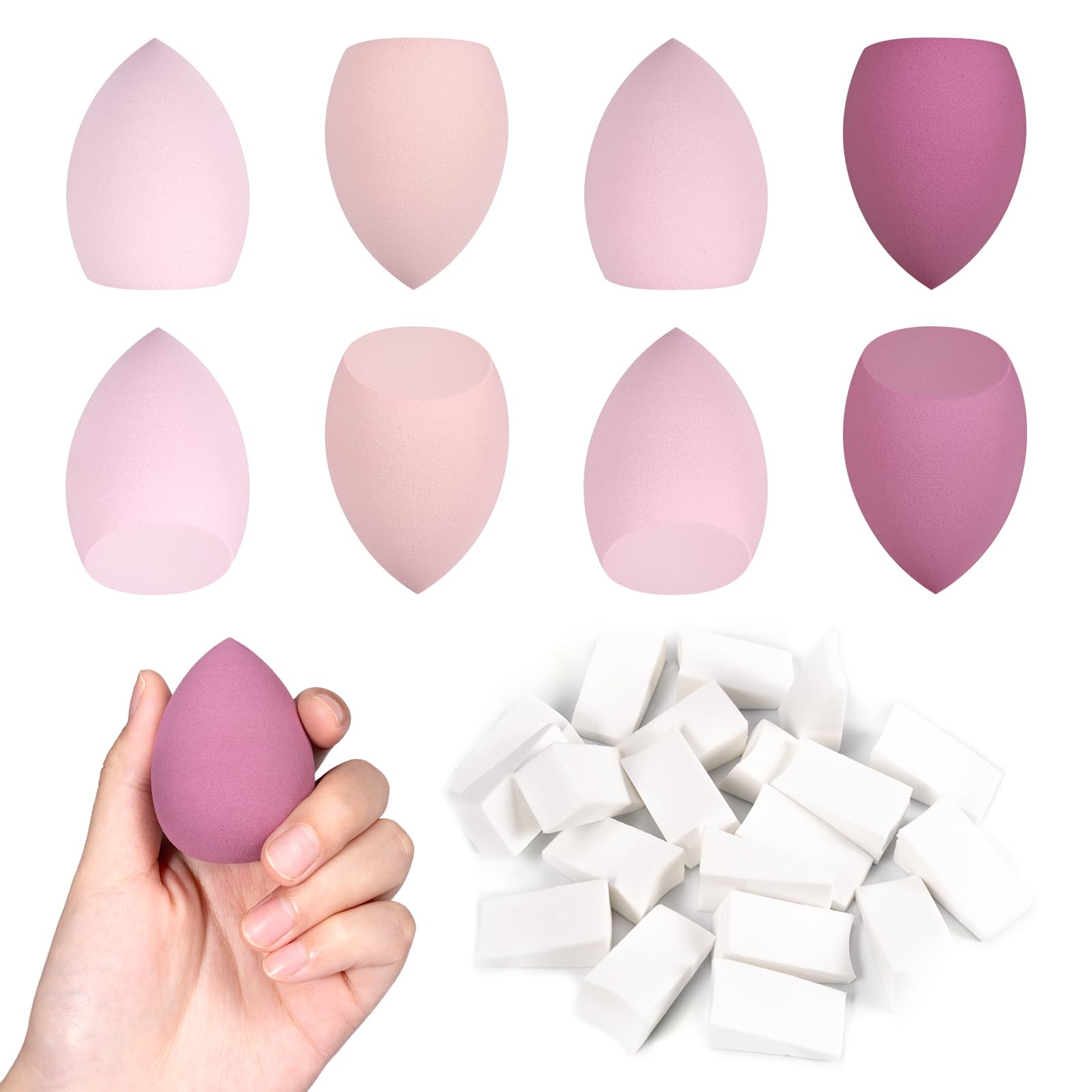 Make Up Sponge Set with Powder Puff Triangle, 32 Pieces Makeup Sponges Beauty Sponge for Blending Liquid Foundation Powder, Reusable Soft Powder Puff
