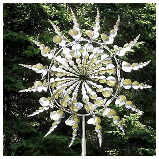 Unique and Magical Metal Windmill, 3D Wind Powered Kinetic Sculpture, Metal Wind Spinner Solar, Lawn Solar Wind Spinners for Yard and Garden, Wind Catchers Metal Outdoor Patio Decoration (32cm×32cm)