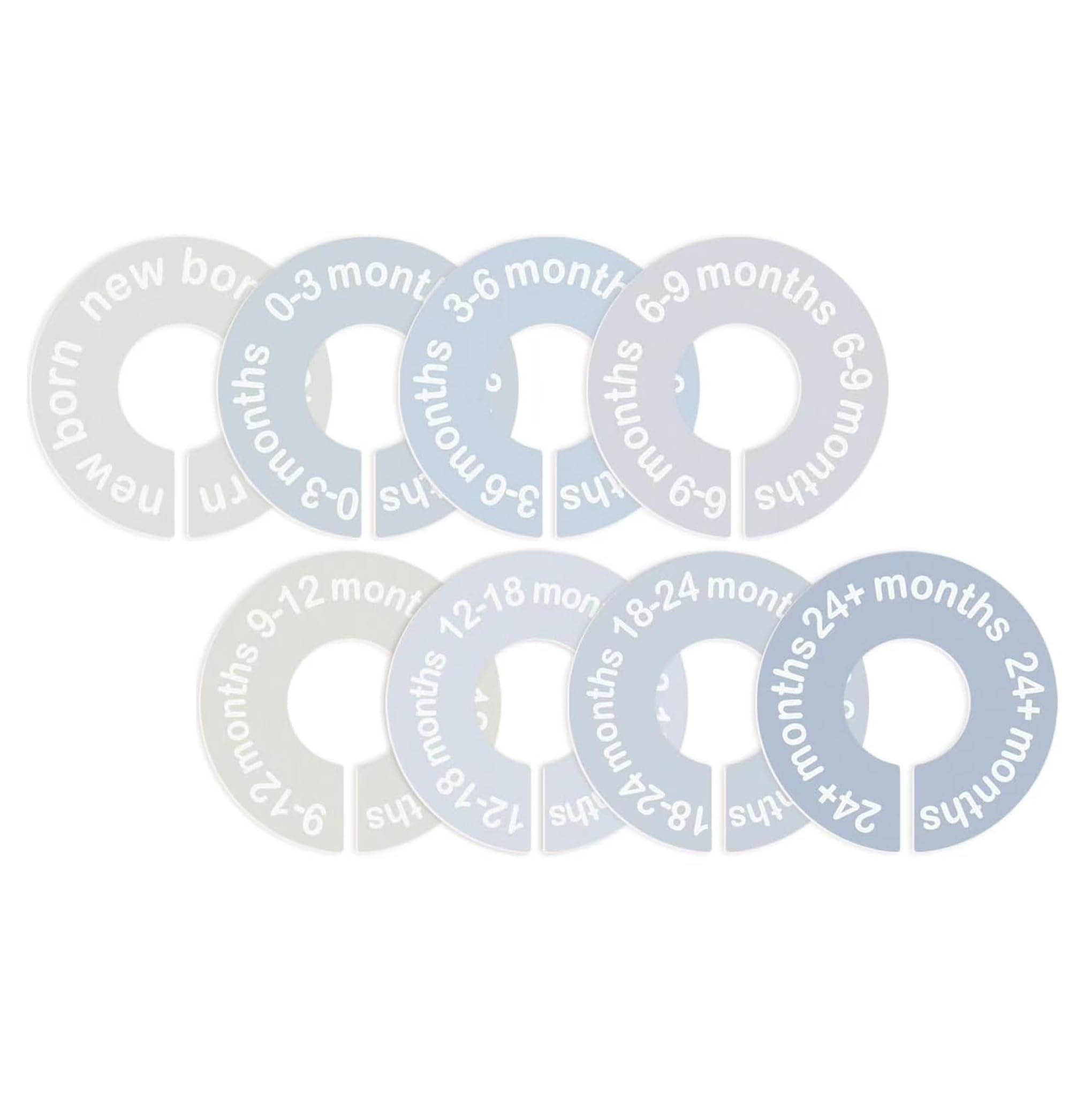 Liedrg 8 Pack Baby Closet Dividers 0-24 Months - Double-Sided Size Markers Mini Round Nursery Clothing Organizer Fits