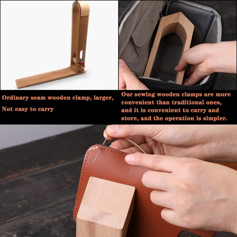Leather Working Pony - Mini Stitching Pony for Leather, Leather Sewing Clamp,Leather Sewing Kits with Leather Needle and Thread, Thread Waxed for Leather Hand Stitching