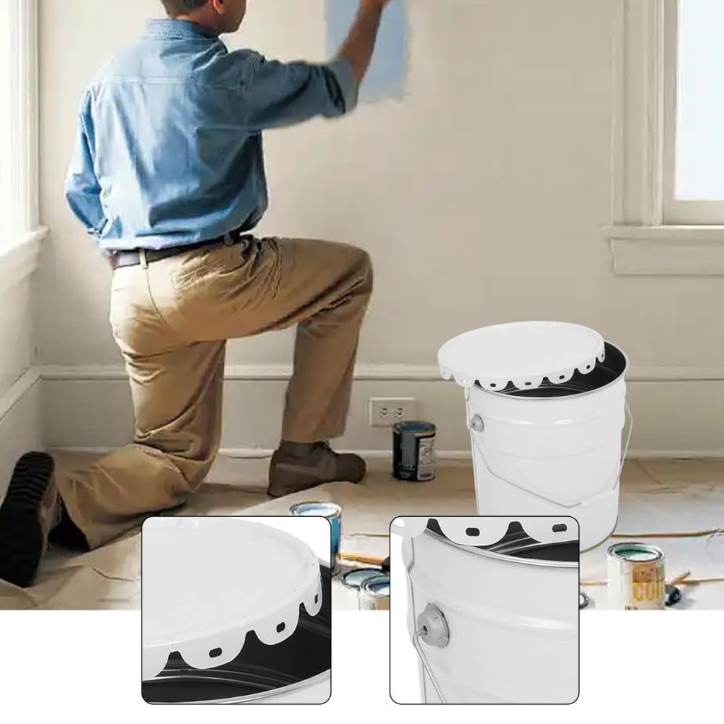 Lata de Pintura Vacía con Tapa Y Asa Cubeta Metálica para Disolventes Adhesivos Barnices Y Revestimientos Portátil Y Resistente Adecuada para Mejoras, 20l