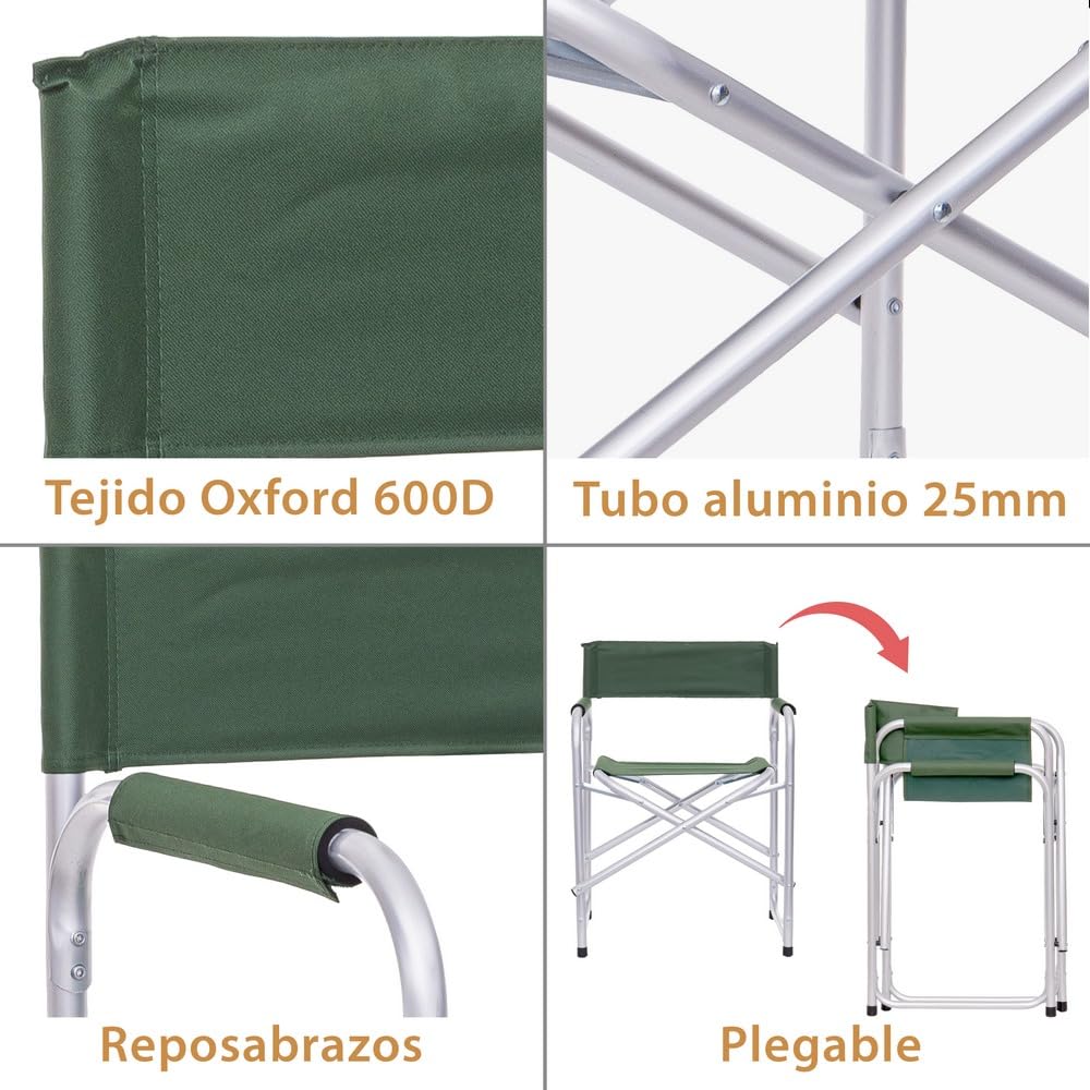Silla de playa plegable para pesca con diseño director de aluminio y loneta