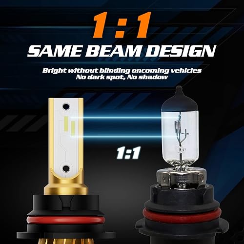 Miniatura 3 de M-AUTO Bombillas LED 9007 para faros delanteros, luz LED HB5 6000LM por juego 6500K blanco frío, instalación Plug and Play, paquete de 2