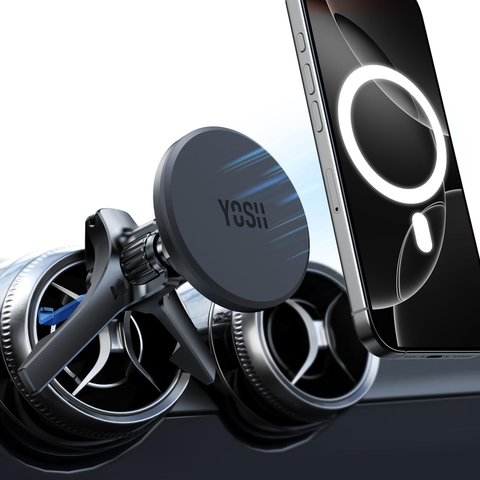 YOSH Handyhalterung Auto für MagSafe [24xN56 Stärkste Magnete], Mercedes Handyhalterung für Runde Lüftung A/B/C/V/GLC/Sprinter, kompatibel mit iPhone & Samsung, Mercedes Benz Accessoires