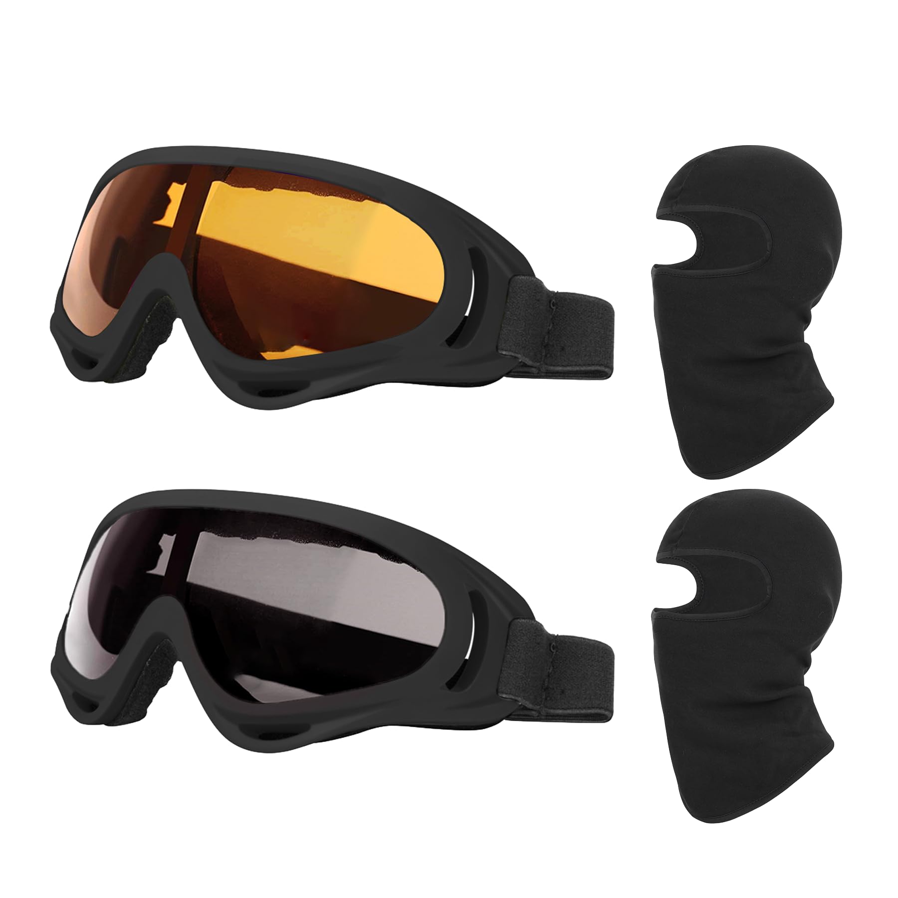 LJDJ Ski Goggles Pack of 2 - Snowboard Motorcycle Goggles Glasses for Boys Girls Youth Men Women