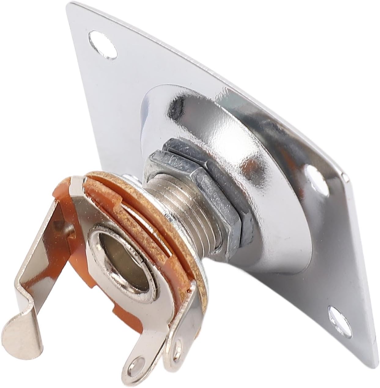 Walfront Electric Guitar Jack Output Plate Metal Guitar Jack Plate Square Output Socket for Telecaster PRS Electric Accessory Easy Installation Metal Material (Chrome)