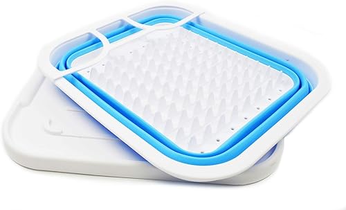 Miniatura 9 de SAMMART Escurridor de platos plegable con bandeja, juego de escurridor plegable, organizador de vajilla portátil, bandeja de almacenamiento de