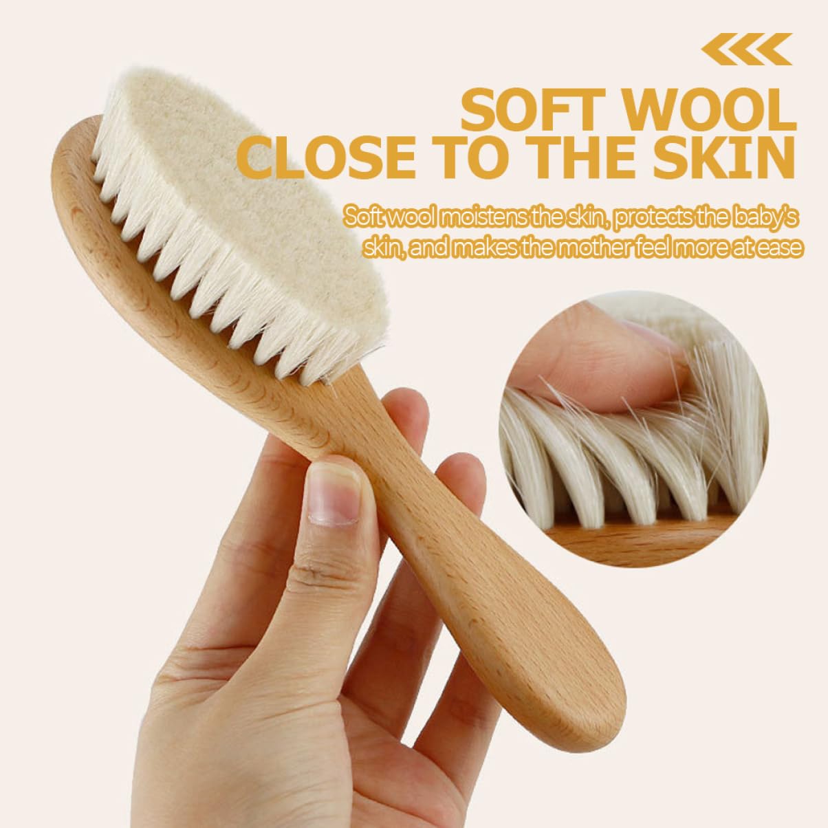 ibasenice 5juegos Cepillo De Cabello Para Bebés De Madera y Cepillo De Lana Natural Cuidado Para Recién Nacidos y Ligero Para Masaje Del Cabelludo