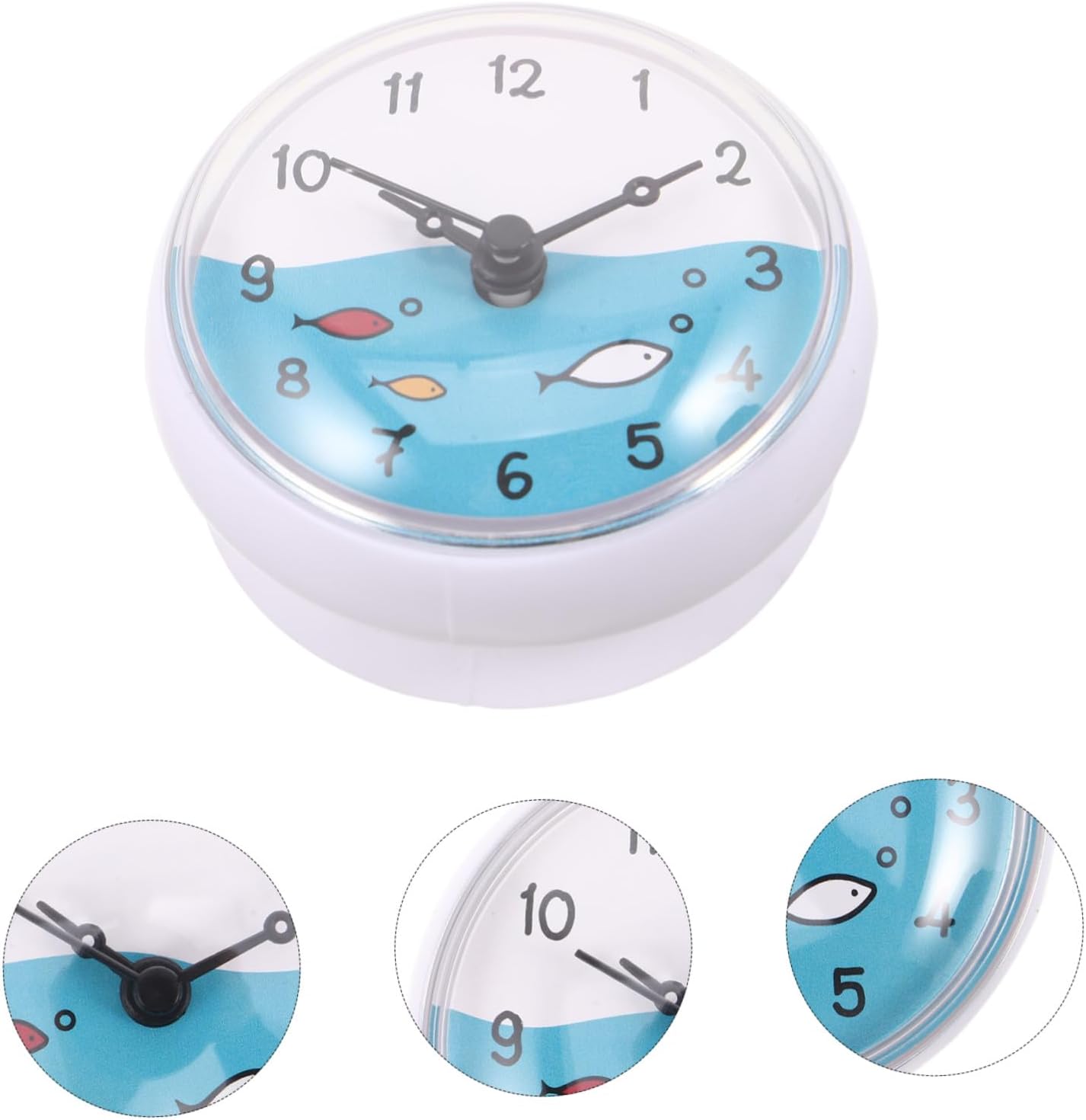 Waterproof Bathroom Timer Clock with Suction Cup, Silent Operation Small Shower Clock, White Wall-mountable Timer for Kitchen and Toilet Use