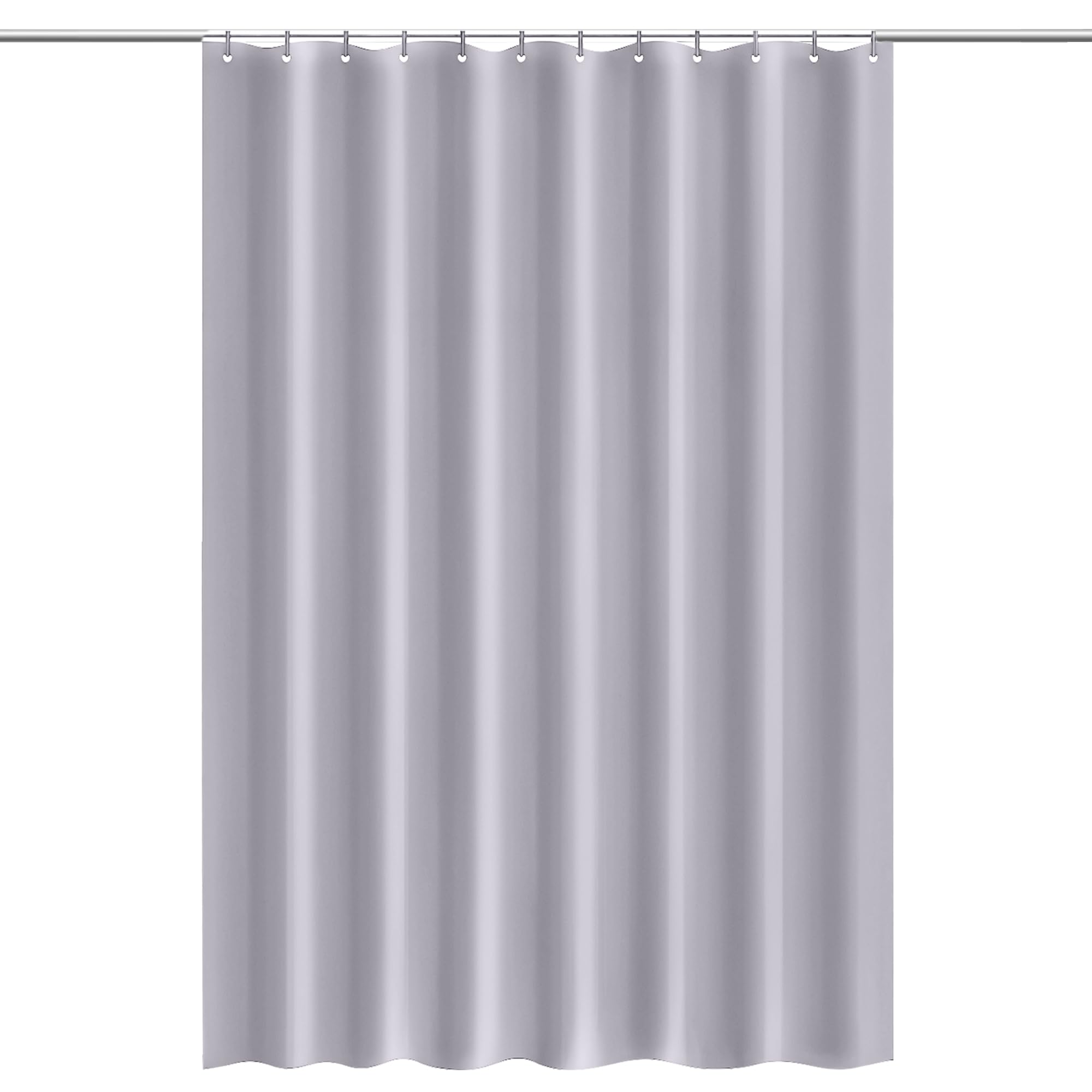 Trimming Shop Grey PEVA Shower Curtain With 12 Hooks, 180 x 180cm