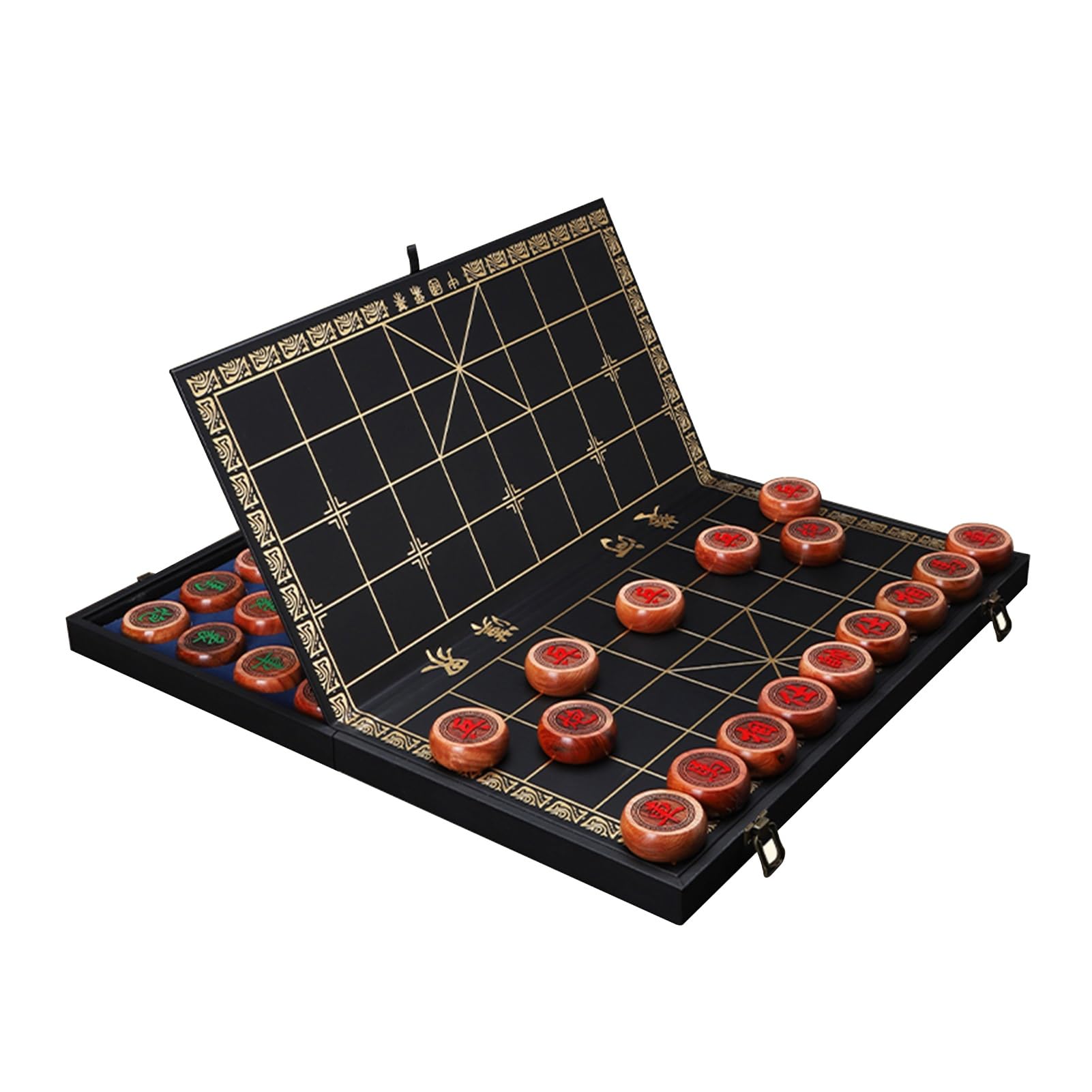 2 graczy Strategiczne gry planszowe Chiński zestaw do gry w szachy Palisander Przenośny Xiangqi ze składaną planszą Gra edukacyjna na stół (5,8 cm/2,3 cala)