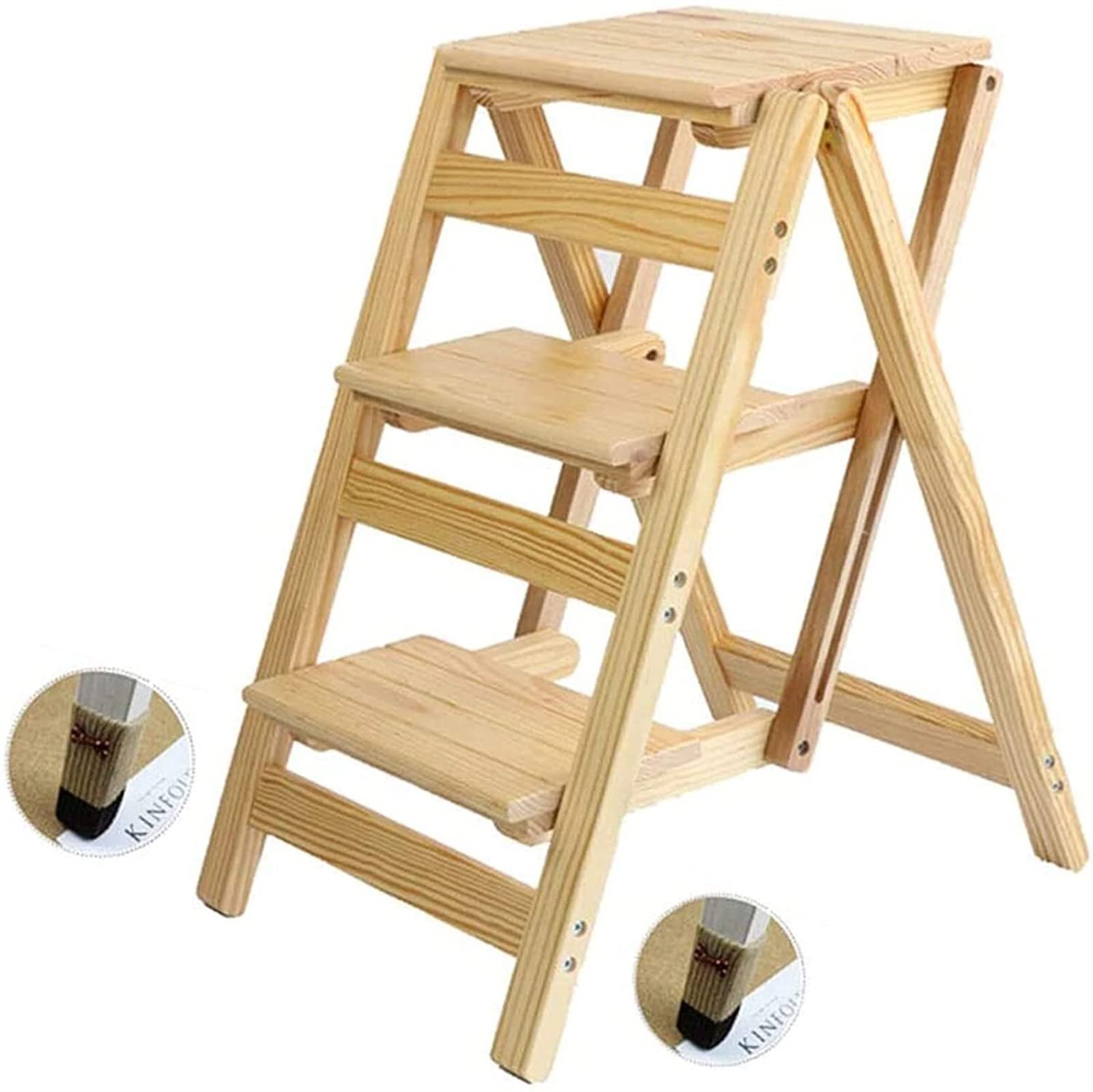 Tabouret escabeau pliant portable bois utilitaire antidérapant