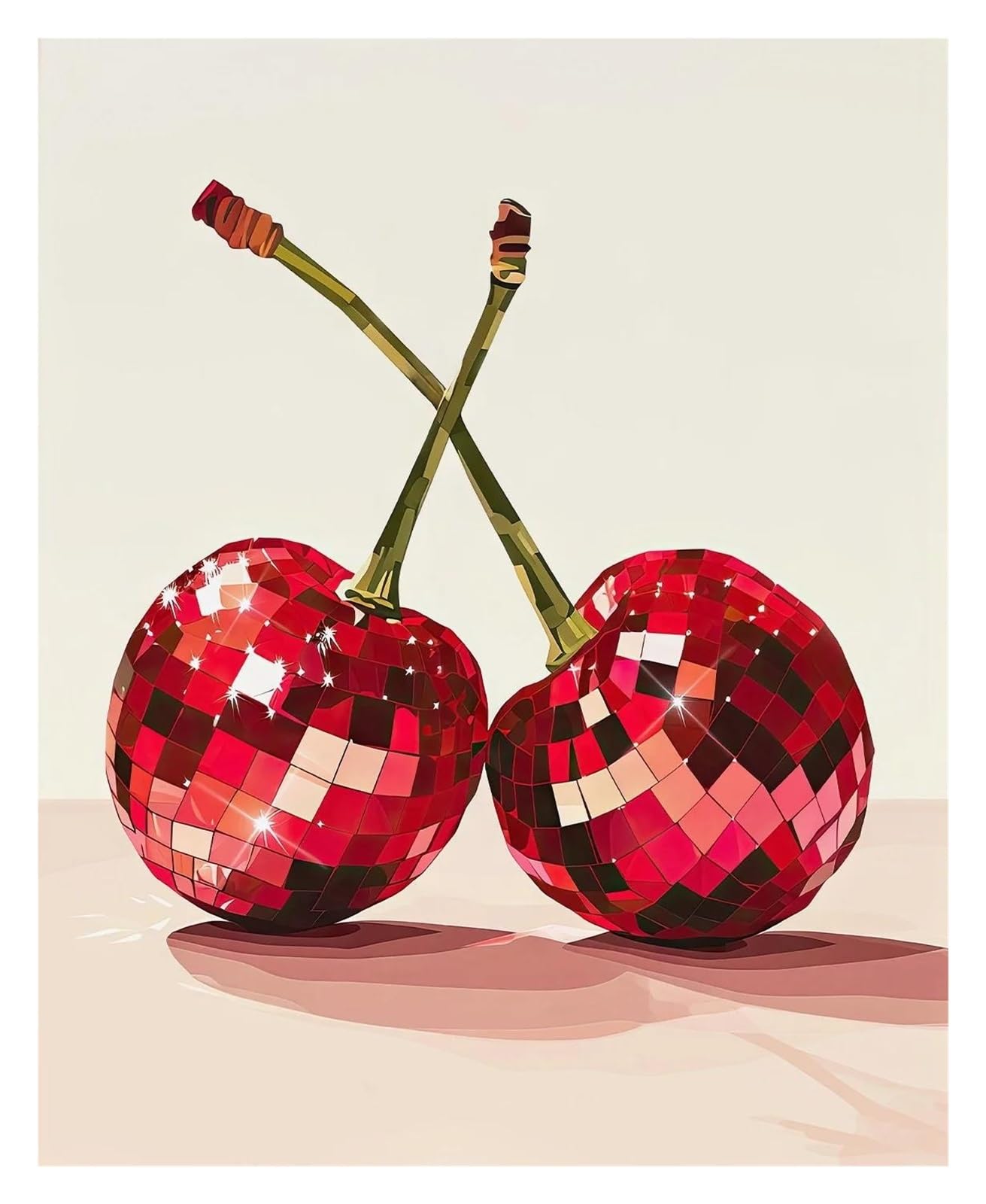 Tableau rétro disco fraises pour une décoration de cuisine vintage colorée