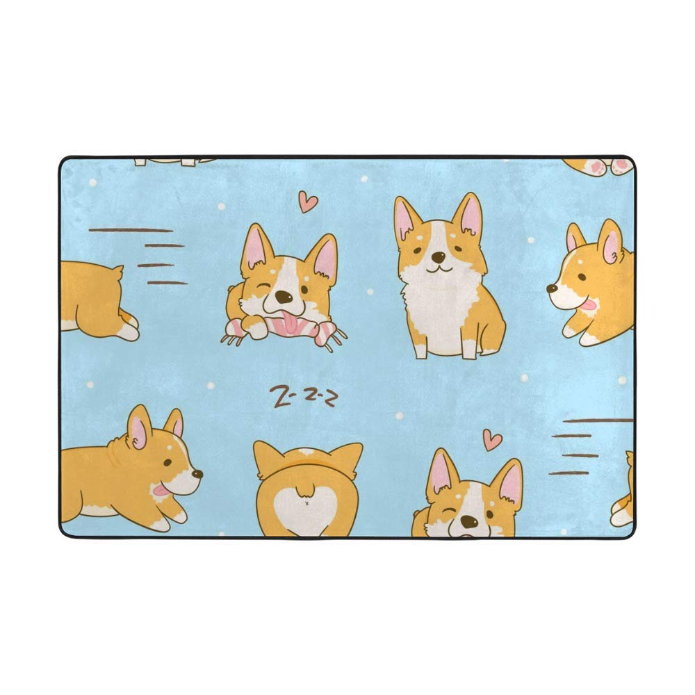 Tapis de sol pour chien Corgi en velours bleu CHEHONG 152x99 cm