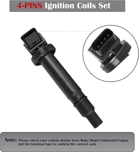 Miniatura 6 de Juego de 4 bobinas de encendido para Toyota Camry Highlander RAV4 Matrix Solara Corolla Scion TC xB 2002 2003 2004 2005 2006 2007 2008 2009 bobinas