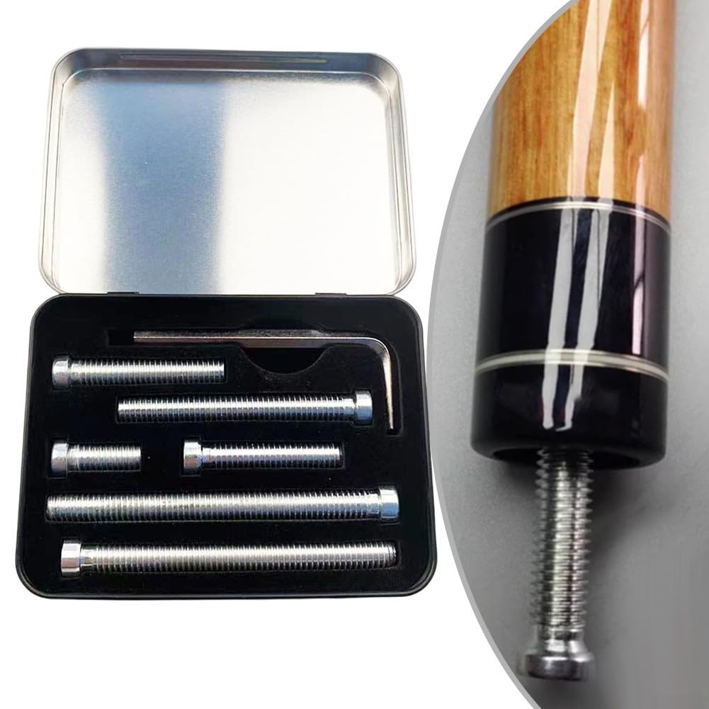 Lot de 6 boulons de poids de queue de billard, vis de poids de queue de billard avec boîte de rangement, outil d'installation pour queue de billard Mezz