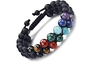 GENASTO 7 Chakra Bracelet for Men, with Tigers Eye, Obsidan, Amethyst, Malachite,...