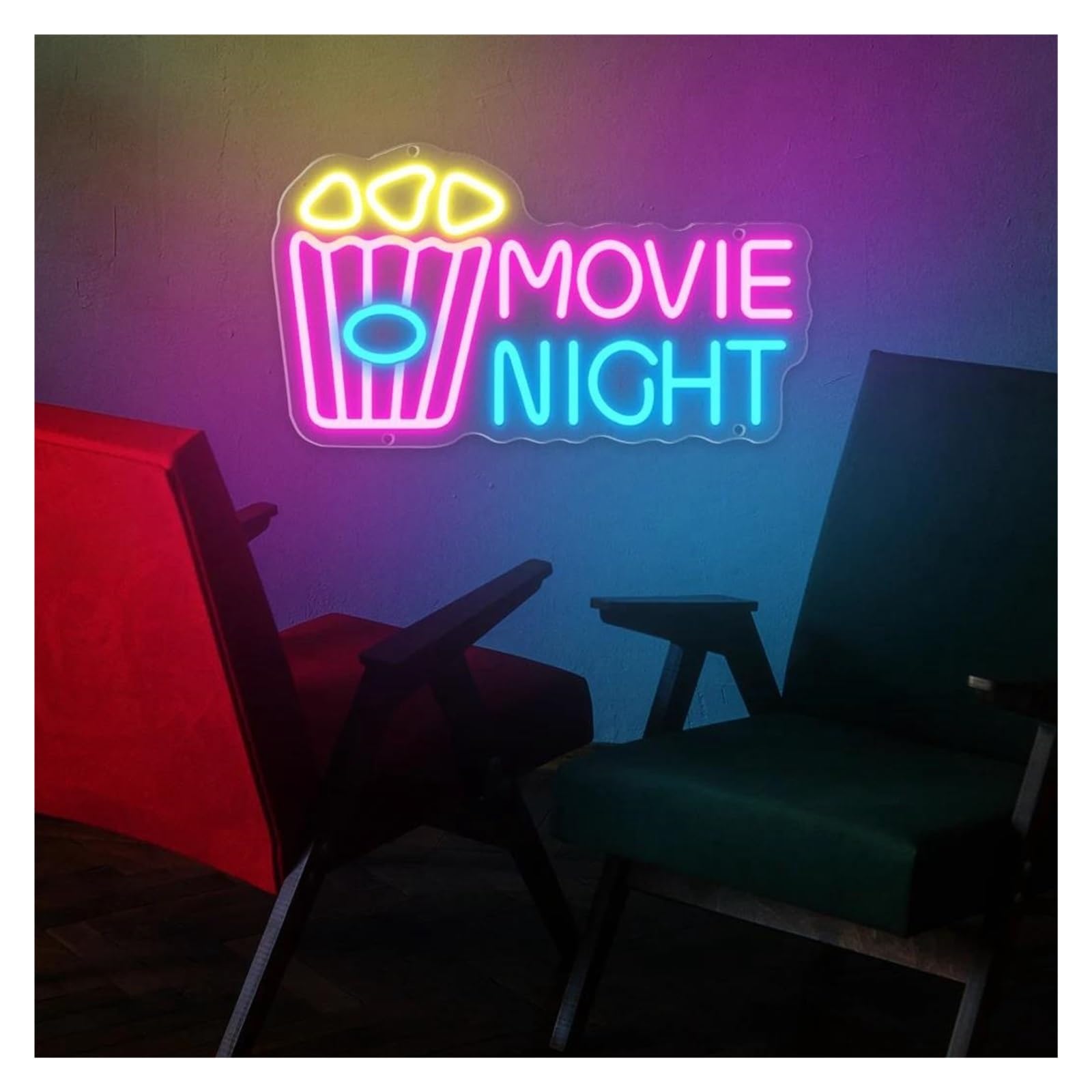 Insegna al Neon Luce Al Neon Per La Notte Del Cinema Luce Cinema Festa Ristorante Bar Taverna Club Stanza Decorazione Murale 34x19.2cm
