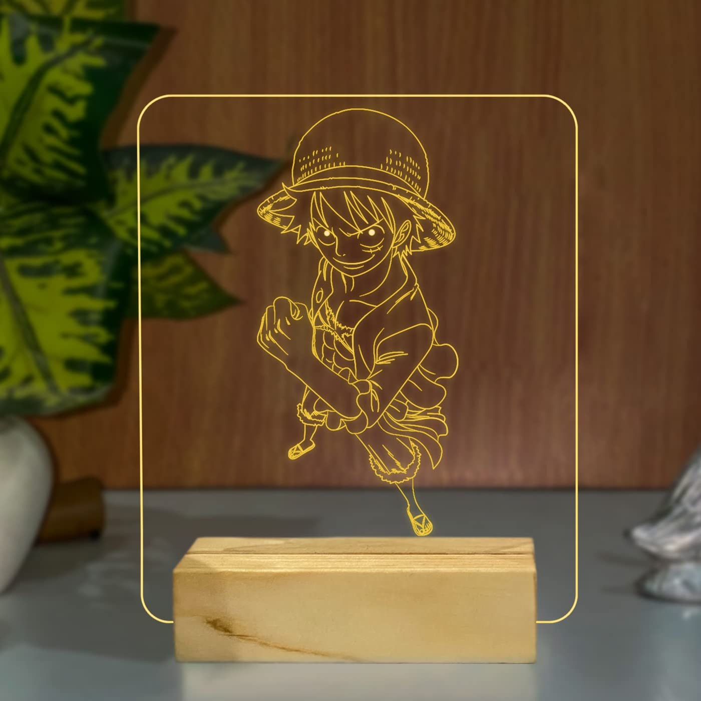 3D Anime Home Decor Light Monkey D luffy456 nightlight Gift for Anime Lover (Warm White Light)