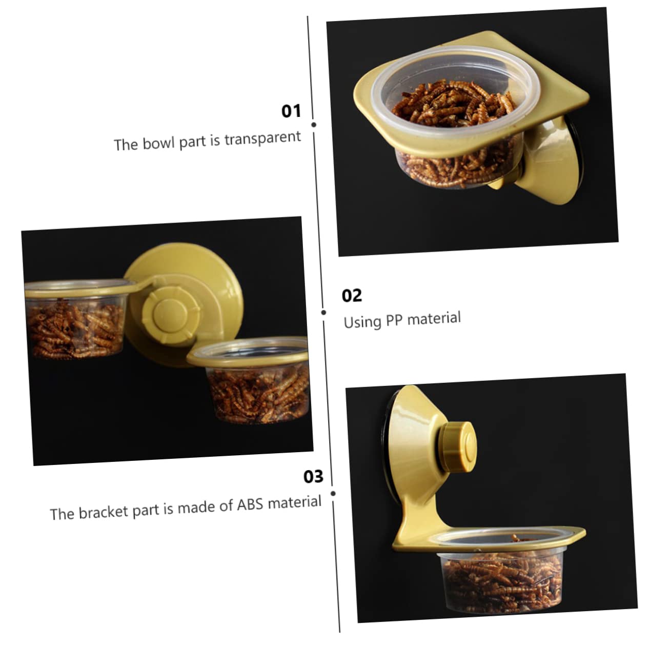 Totority 2Pcs Suction Cup Reptile Food Basin Durable Feeder Water Bowl for Lizards Snakes Geckos Easy to and Maintain for Daily Feeding Needs and Pet Care