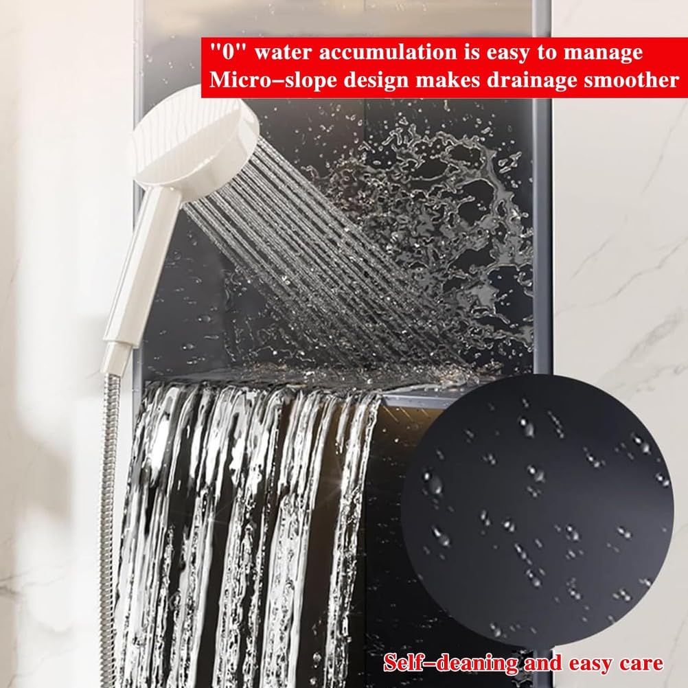Generisch Wandnischen-Organizer aus Edelstahl mit LED-Beleuchtung – Einbauregal für die Dusche im Badezimmer, Schwarz (70 x 28 x 12,5 cm) – Stilvolle und platzsparende Lösung