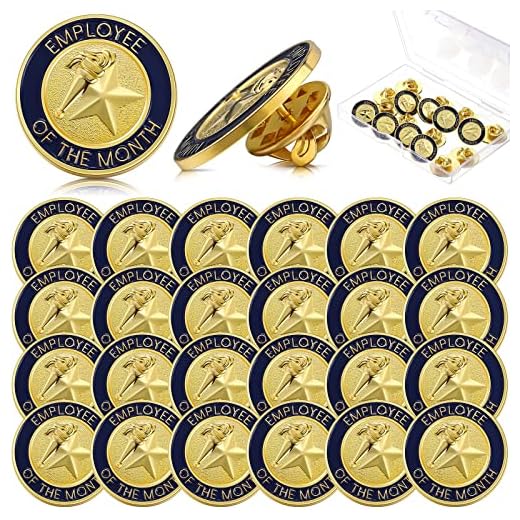 Dingion 24 Pcs Employee of The Month Lapel Pin 3/4 Inch Employee Enamel Pins Excellence in Service Employee Appreciation Pins for Award Employees Staff Team Gift (Employee of The Month)