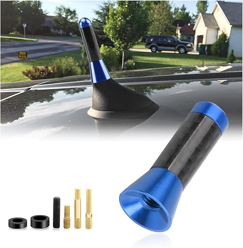 Miniatura 8 de Antena corta para automóvil, antena de radio de aleación de aluminio rechoncha de 1.37 pulgadas con tornillos y juntas de goma, mini antena aérea de