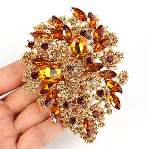 Image of EVER FAITH Women's Austrian Crystal Vintage Style Flower Leaf Cluster Brooch Pendant