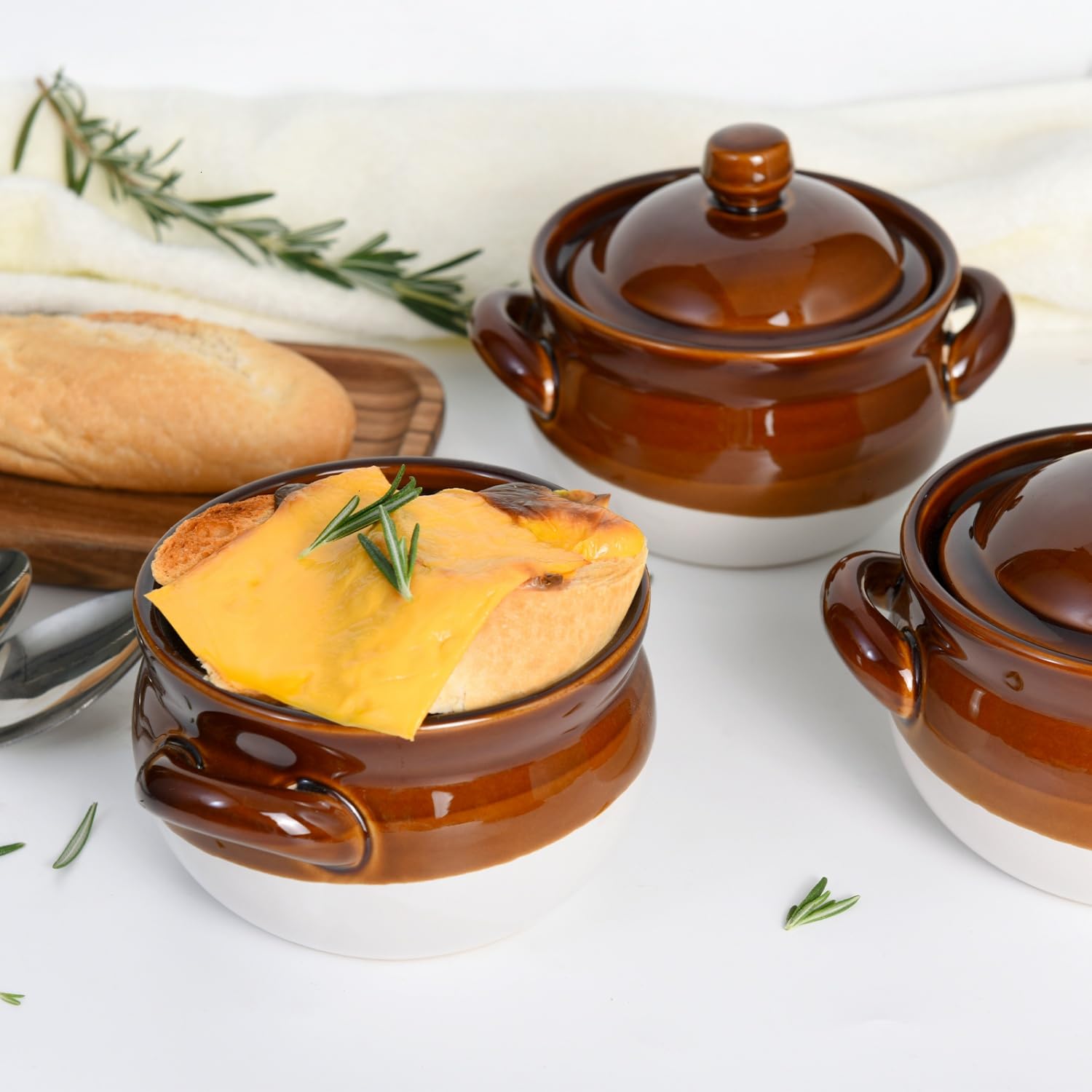 Set 4 Zuppiere In Porcellana Con Coperchio - 780ml, Forno E Microonde, Per Zuppe E Lasagne