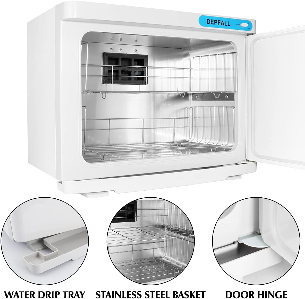 DEPFALL Hot Towel Warmers, 23L White Towel Warmer, EPA Certified Professional Massage Hot Towel Cabinet, Upgraded 2-in-1 Towel Warmer for Facials, Barber, Salon, with Water Drip Tray and Light : Beauty & Personal Care