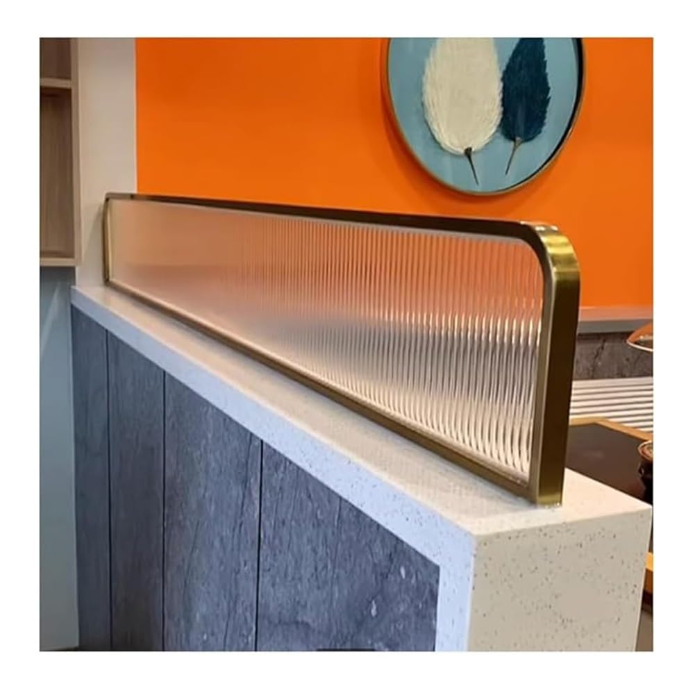 Genérico Mampara de privacidad de 30 cm de Alto, Separador de Mesa y encimera Dorado para Oficina, Restaurante y Hotel. Marco de Acero Inoxidable Resistente y Vidrio Templado (130 cm).