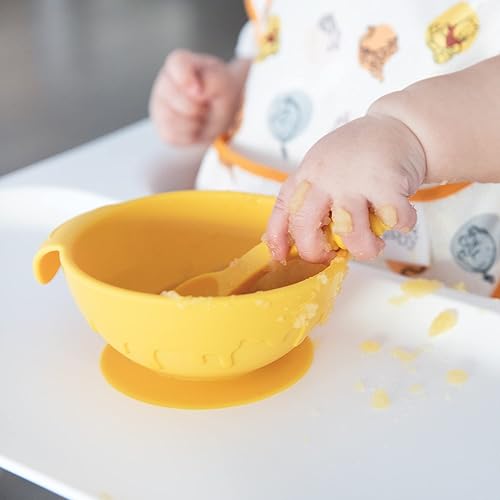 Miniatura 4 de Bumkins Disney Baby Bowl, juego de alimentación de silicona con succión para bebés y niños pequeños, incluye cuchara y tapa, juego de primera