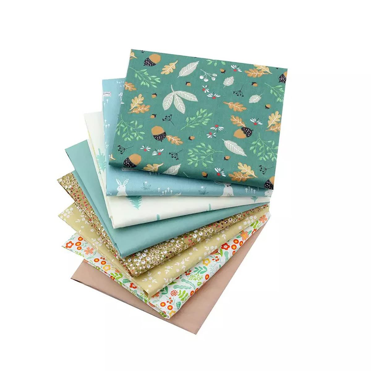 Women's Green,Pink Craftsfabrics 8Pcs Spring Bunny Floral 100% Cotton 40X50cm Wide Fat Quarters Fabric Bundle For Quilting, Arts & Crafts, Diy Projects