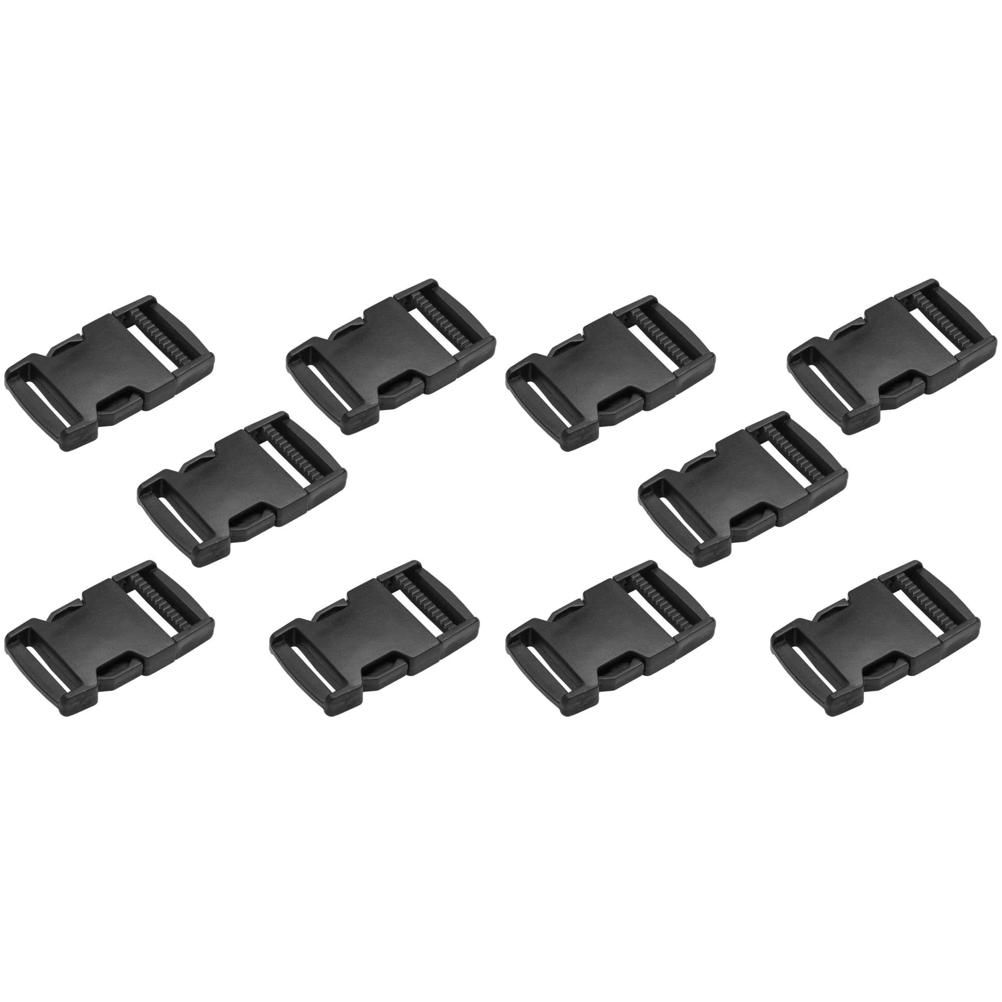 SolaDirect Side Release Buckles Clips for 15 mm / 0.59 inch Webbing Strap, Squeeze Fasteners, Black Delrin Plastic (Pack of 10)